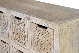 GINER Y COLOMER Commode 9 tiroirs en bois de manguier blanc vieilli